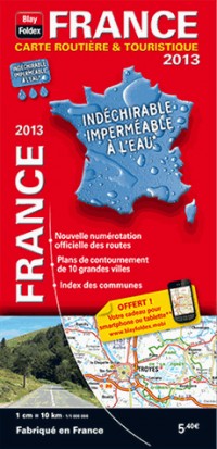 France : 1/1 000 000, indéchirable, imperméable à l'eau