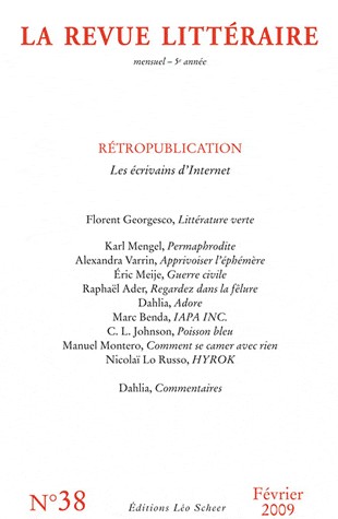 La Revue littéraire, N° 38 :