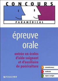 Epreuve orale : Entrée en écoles d'aide-soignant et d'auxiliaire de puériculture