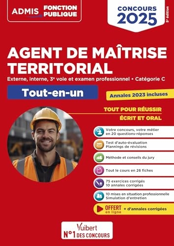 Concours Agent de maîtrise territorial 2025 - Catégorie C - Tout-en-un: Externe, interne, 3e voie, examen professionnel - Annales 2023 incluses
