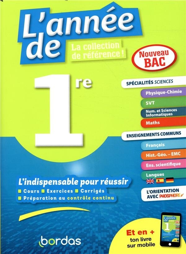 L'Année de 1re - Spécialités Scientifiques