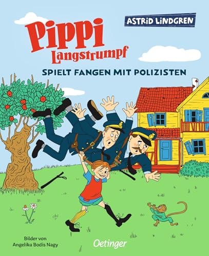 Pippi Langstrumpf spielt Fangen mit Polizisten