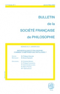 Anthropologie et philosophie: comment symetriser des ontologies? (Bulletin de la SFP, 2023/1)