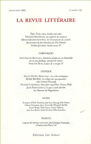 La Revue littéraire, N° 16, Juillet-Août :