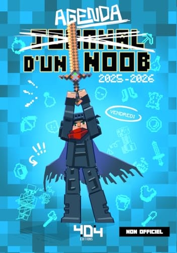 Agenda Journal d'un Noob 2025-2026 – Agenda fanfiction Minecraft – Agenda jeu vidéo – Rentrée scolaire 2025-2026