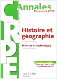 Histoire et géographie - Sciences et technologie CRPE : Concours 2010