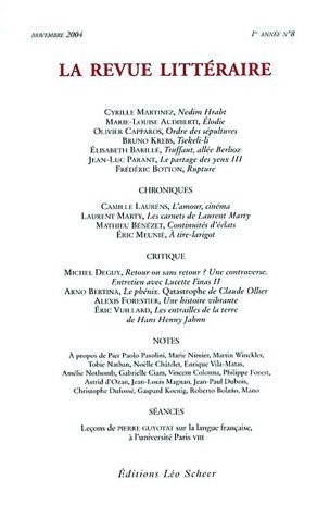 La Revue littéraire, N° 8 novembre 2004