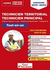 Concours Technicien territorial - Technicien principal - Catégorie B - Tout-en-un: Externe, interne, 3e voie, examens professionnels 2021-2022 (2021)