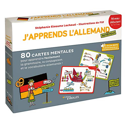 J'apprends l'allemand autrement niveau débutant : 80 cartes mentales pour apprendre facilement la grammaire, la conjugaison et le vocabulaire allemands !