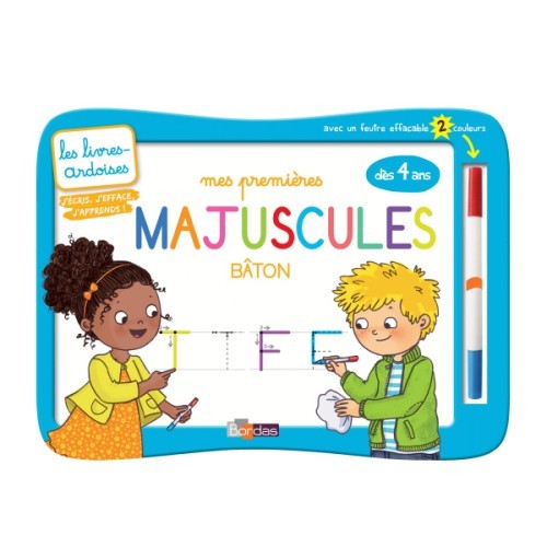 Livres-ardoises - Mes premières majuscules bâton + 1 feutre 2 couleurs