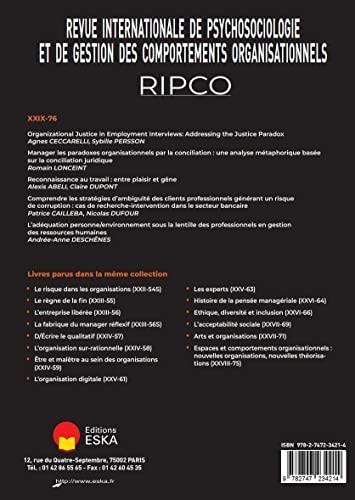 Reconnaissance au travail : entre plaisir et gêne: revue internationale de psychosociologie (2023)
