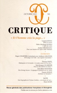 Critique, N° 785, Octobre 2012 : Et l'homme créa la page...