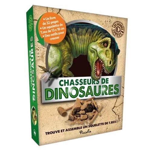 Chasseurs de dinosaures. Trouve et assemble un squelette de T. rex ! : Avec un squelette de T. rex de 13x18 cm et des outils pour creuser