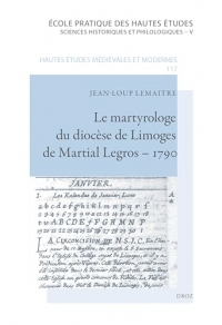 Le martyrologe du diocèse de Limoges de Martial Legros - 1790