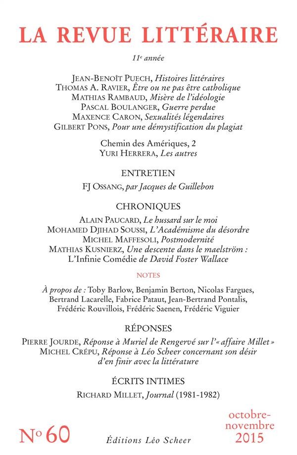 la Revue littéraire n° 60 (octobre-novembre 2015)