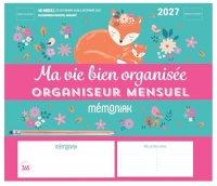 Mini-organiseur Mémoniak Ma vie bien organisée, calendrier mensuel, septembre 2026-décembre 2027