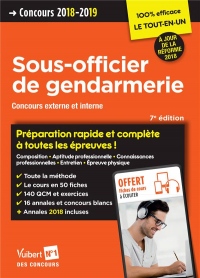 Concours Sous-officier de gendarmerie - Catégorie B - Préparation rapide et complète à toutes les épreuves - Externe et Interne - 2018-2019