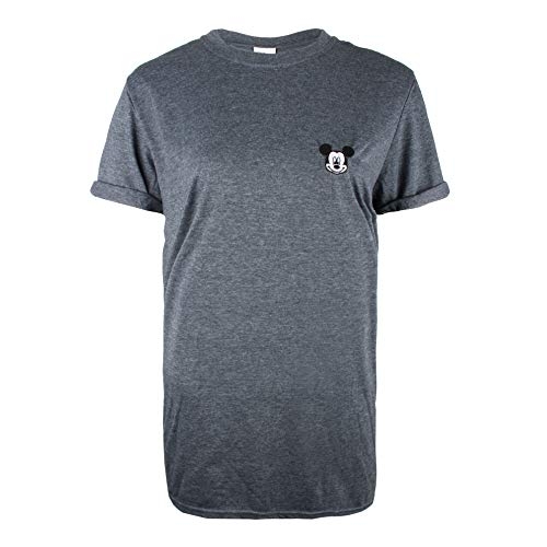 Disney Mickey Face T-Shirt, Gris (Dark Heather Dkh), 38 (Taille Fabricant: Small) Femme