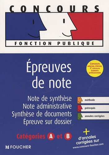 Concours Epreuves de note : Note de synthèse ; Note administrative ; Synthèse de documents ; Epreuve sur dossier