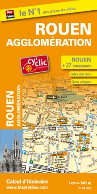 Plan de ville Rouen et de son agglomération (27 communes) - Avec localisation des stations Cy'clic.