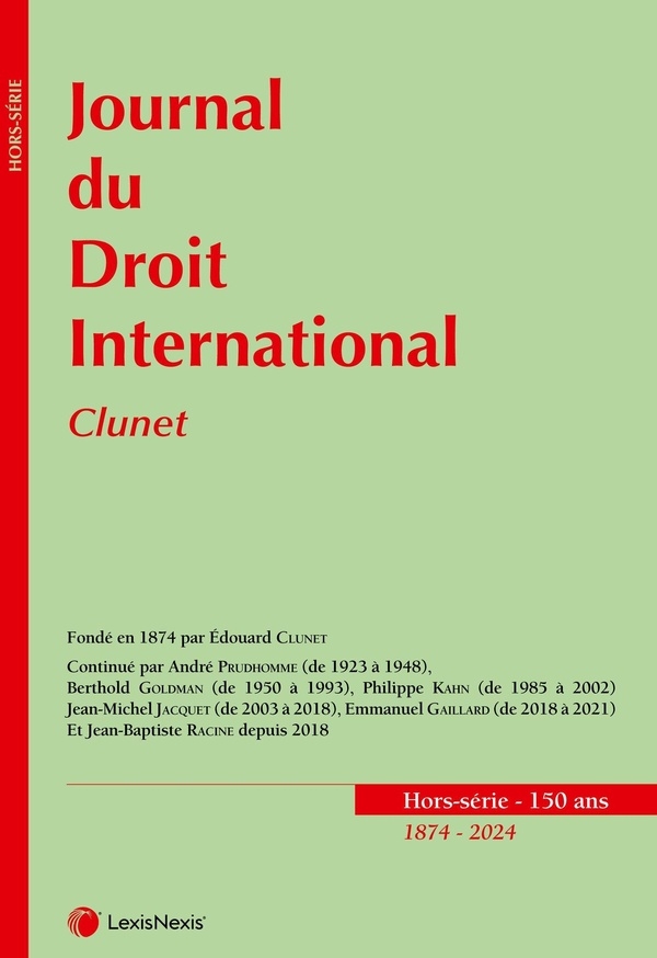 Journal du droit international - Clunet - 150 ans