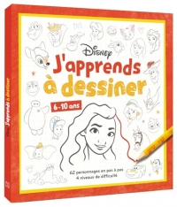 DISNEY - J'apprends à dessiner - 62 personnages en pas à pas (6+)