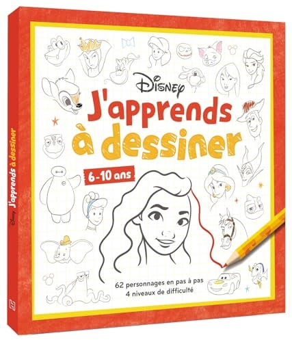 DISNEY - J'apprends à dessiner - 62 personnages en pas à pas (6+)