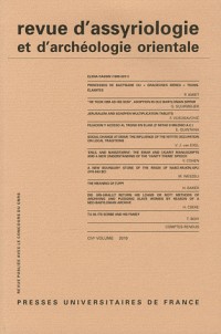 Revue d'assyriologie et d'archéologie orientale 2010 - vol. 104