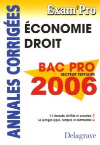 Economie Droit Bac Pro tertiaires 2006 : Annales corrigées
