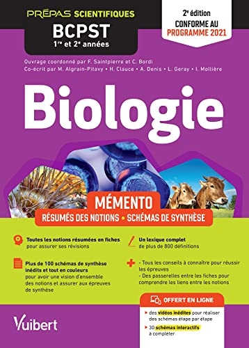 Mémento de Biologie BCPST 1re et 2e années: Notions-clés - Schémas de synthèse - Lexique - Conforme à la réforme 2021