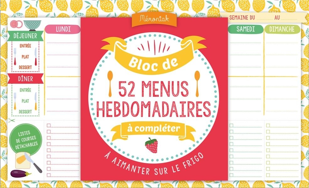Bloc de menus à compléter. Edition 2020