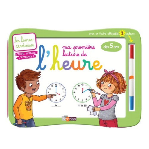 Livres-ardoises - Ma première lecture de l'heure + 1 feutre 2 couleurs