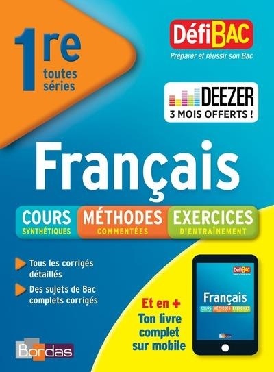 DefiBac Cours/Méthodes/Exos Français 1re toutes séries + 3 mois offerts à Deezer Premium +