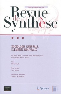 Sociologie générale. Eléments nouveaux. Tome 1332. 6e série. N°1 - 2012.