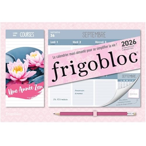 Mini Frigobloc Hebdomadaire 2026 Une Année Zen (de sept. 2025 à déc. 2026)