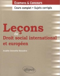 Leçons de Droit Social International et Européen