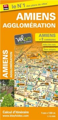 Plan de ville d'Amiens et de son agglomération - Echelle : 1/13 000 - Localisation des stations Vélam