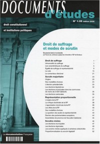 Droit de suffrage et modes de scrutin Documents d'études n.1.05 - édition 2008