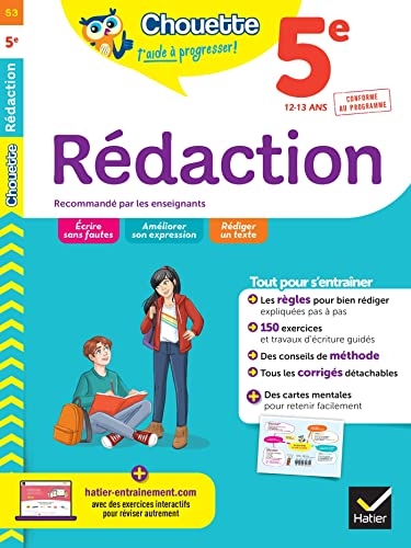 Rédaction 5e: cahier de révision et d'entraînement