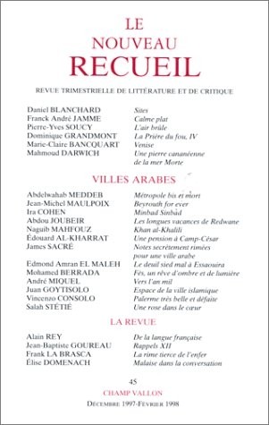 Le Nouveau Recueil. Villes arabes, numéro 45, décembre-février 1998