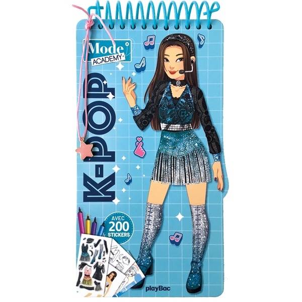 Carnet créatif Mode Academy K-pop (avec un bracelet): Avec 200 stickers
