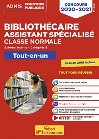Concours Bibliothécaire assistant spécialisé - Tout-en-un - Catégorie B - Concours 2020-2021