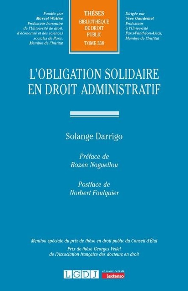 L'obligation solidaire en droit administratif (338)