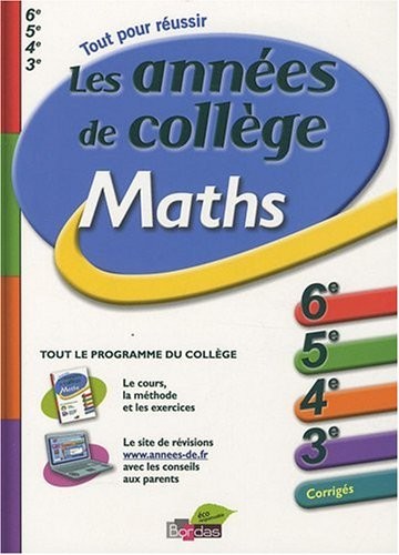 Maths : Les années de collège