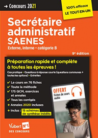 Concours Secrétaire administratif et SAENES - Catégorie B - Préparation rapide et complète à toutes les épreuves - Concours externe et interne 2021