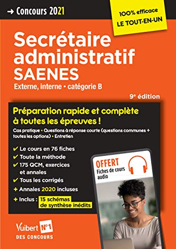 Concours Secrétaire administratif et SAENES - Catégorie B - Préparation rapide et complète à toutes les épreuves - Concours externe et interne 2021