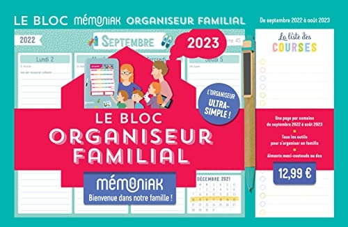 Le Bloc hebdomadaire organiseur familial Mémoniak, calendrier (sept. 2022- août 2023)