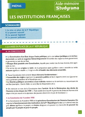 Les institutions françaises