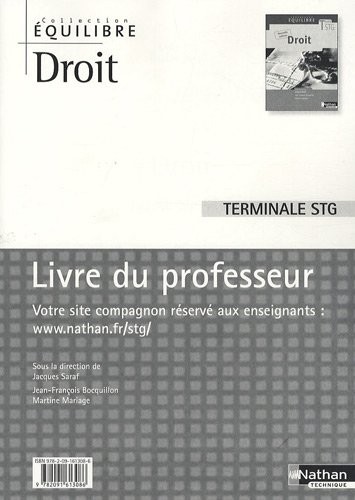 Droit terminal STG : Livre du professeur