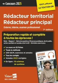 Concours Rédacteur territorial et Rédacteur principal - Catégorie B - Préparation rapide et complète à toutes les épreuves: Concours externe, interne et 3e voie - Concours 2025